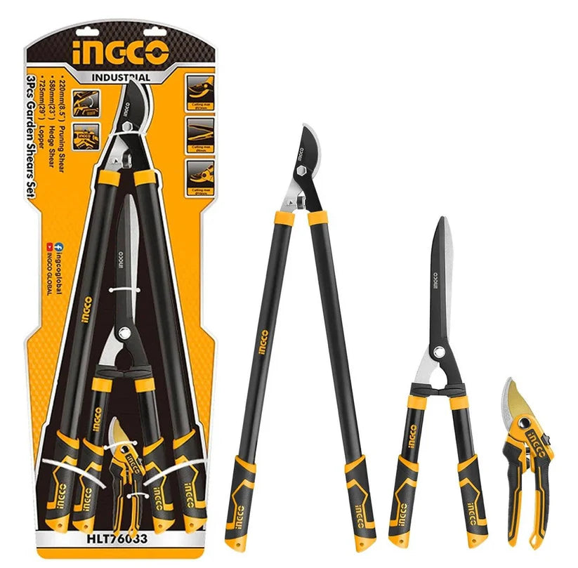 3pcs Garden Shears Set Ingco HLT76033 Pruning Hedge ShearsLopper